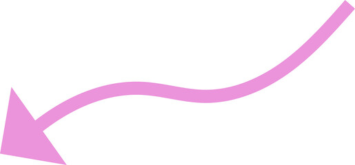 Pink Curving Arrow, Downward Trend, Soft Minimalist Design