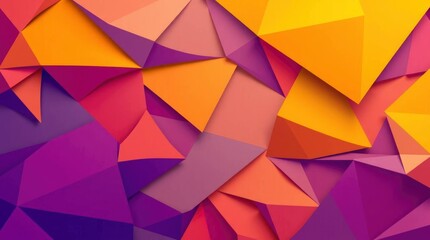 Obraz premium Abstract geometric pattern of overlapping purple red orange and yellow polygons