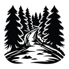 Serene walk through the black forest, the path between the pines