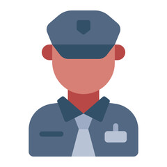 security flat icon showing guard ensuring safety in museum premises