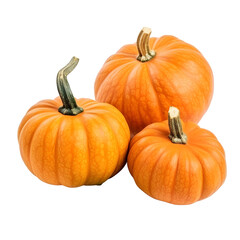 Obraz premium Three Orange Pumpkins on Black Background