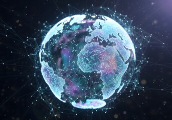 Obraz premium Global Network Connecting World Data and Communication