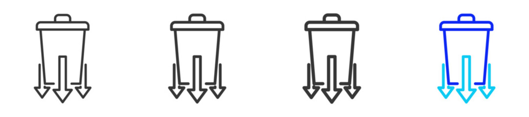 Waste Reduction Icon Set Collection in Creative Outline Style for Business Continuous Improvement Lean Management Quality Control and Kaizen Productivity
