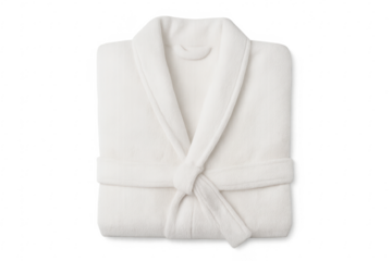 White folded bathrobe on transparent background, hotel comfort and relaxation