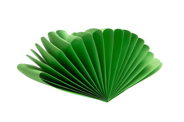 Green paper fan abstract art folded design