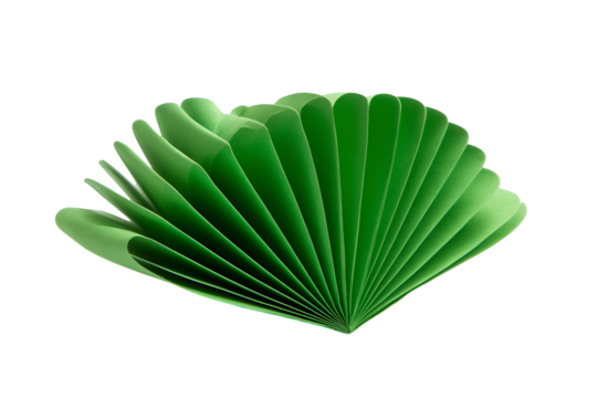 Green paper fan abstract art folded design