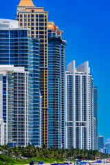 Fototapeta premium Miami Condos in Sunny Isles Beach Florida seen from the pier