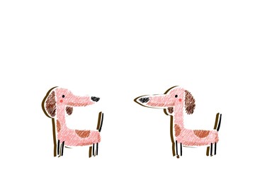A cute hand-drawn cartoon illustration of a two dogs wallpaper or background