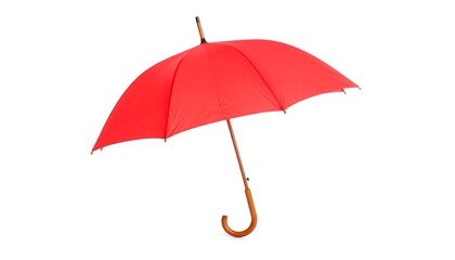 Red umbrella against white background
