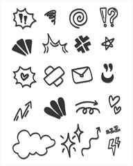 Comic doodle 3d art expression elements