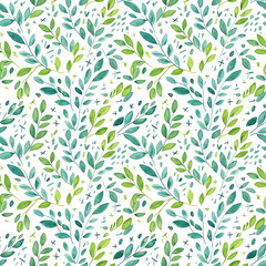 Spark Fresh Magic Now: Teal Watercolor Leaf and Branch Pattern with Green Cross Accents for Instant Lush Botanical Design Bliss