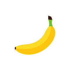 Vector illustration of a single ripe yellow banana. Fresh tropical fruit icon for healthy eating, diet, and nutrition concepts isolated on a white background.