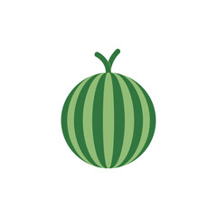 Watermelon Icon Simple Green Striped Summer Fruit Illustration