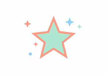 Fototapeta premium Pastel Green and Coral Star with Sparkling Accents.