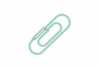Isometric Illustration of a Light Green Paperclip.