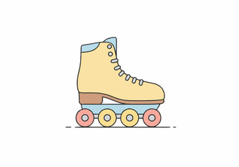Pastel Yellow Roller Skate with Four Wheels.