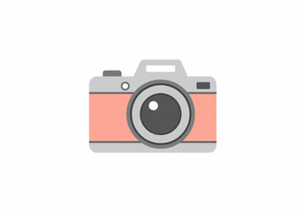Illustrated Pink and Grey Digital Camera Icon.