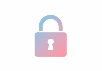 Pastel Gradient Padlock Icon: Security Symbol.