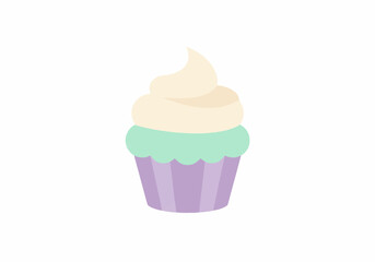 Pastel Purple Cupcake with Mint Frosting and Swirled Cream Topping.