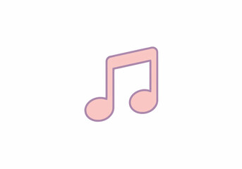 Fototapeta premium Pink Eighth Note Music Icon with Purple Outline.