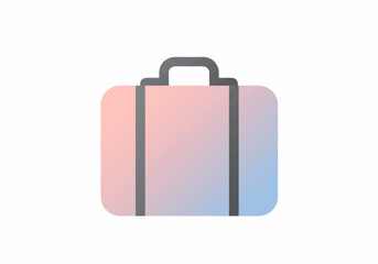 Pastel Gradient Suitcase Icon: Pink Blue and Gray Travel Bag.