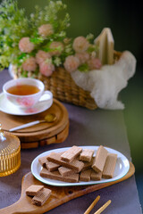 biscuit and tea on the table