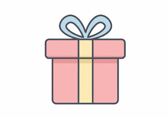Pink Gift Box with Pale Yellow Ribbon and Light Blue Bow.