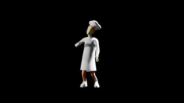 3d render chef dancing swing dance. prores 4444