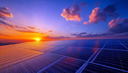 Solar panels at sunrise