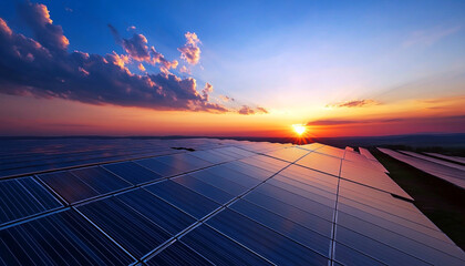 Solar panels at sunrise