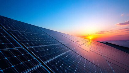 Solar panels at sunrise