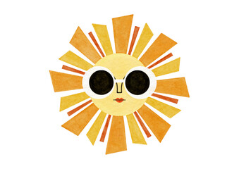 Sun face art watercolor illustration