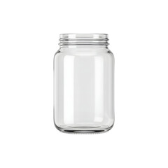 Clear Glass Mason Jar – Empty Storage Container Isolated on White Background