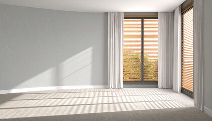 Fototapeta premium Sunlit Empty Room: A bright and airy, offering a canvas of possibilities, perfect for illustrating design and space