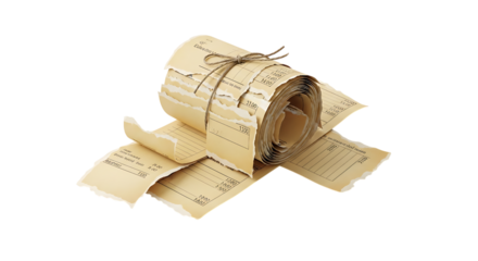 Rolled sheet music isolated on transparent background