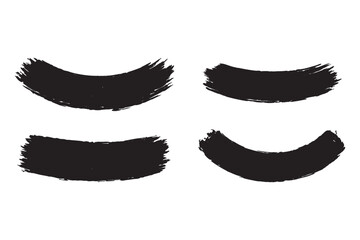 Grunge Paint Brush Stroke Set Black Texture Clipart Collection.