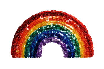 Rainbow sequin patch on black