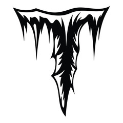 Abstract black and white sharp edged icicle design on white background art