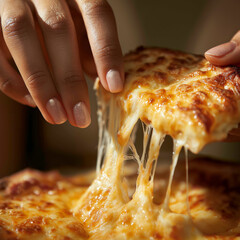 A close up of glossy manicured hands holding a messy