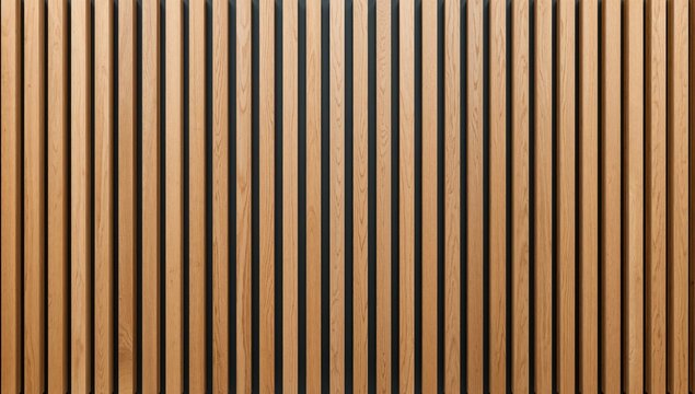 A brown wooden slatted wall or fence with vertical lines