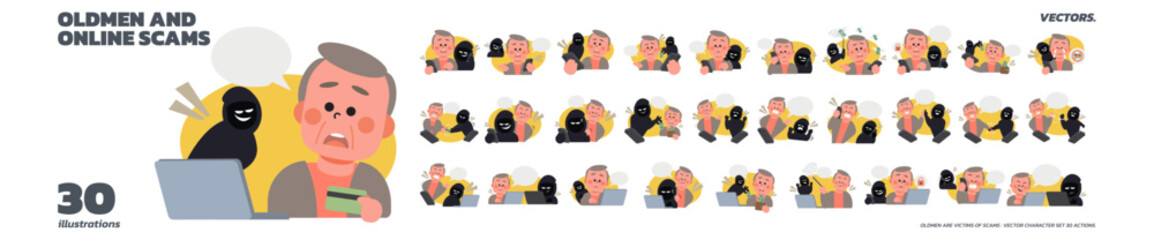 Elderly Man and Scammer Vector Character 30 Ac