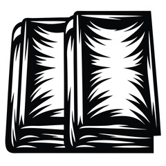 Monochrome Graphic Novel Illustration of Two Books Stacked on Top of Each Other
