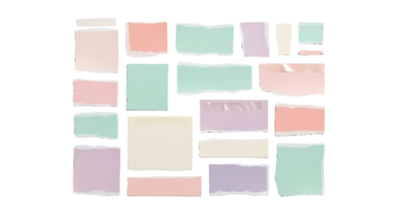 Colorful paper scraps isolated on white isolated on transparent background