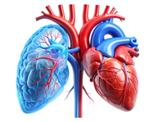 Set of Human Internal Organs, Realistic Brain and Heart, Isolated on Transparent Background PNG