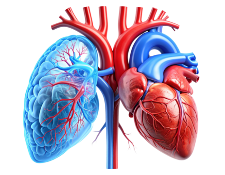 Set of Human Internal Organs, Realistic Brain and Heart, Isolated on Transparent Background PNG