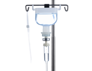 Hanging Intravenous Therapy Bag with Drip Set, Isolated PNG