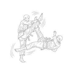 Fototapeta premium Jiu-Jitsu Takedown Illustration