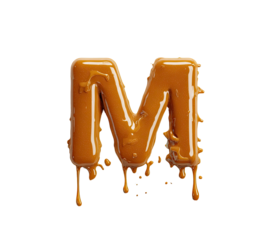 Melted caramel letter "M" drips