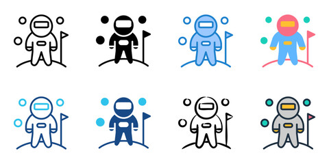Space Exploration icon set multiple style collection 
