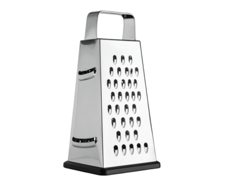 Top-Down View of Metal Vegetable Grater, Flat Lay, Transparent PNG